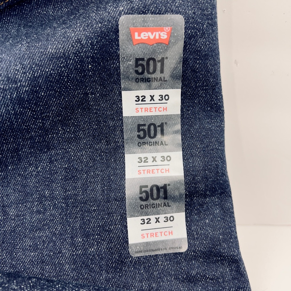 LEVI'S 501 ORIGINAL JEANS 32X30, REGULAR STRAIGHT FIT, STRECH EXTENSIBLE, NAVY - Picture 6 of 16